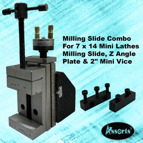 Heavy Duty Mini Lathe Milling Slide Combo Kit With Precision Ground Z Angle Plate And Top Shelf Two Inch Steel Vise