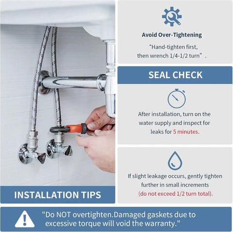 40 Inch Braided Stainless Steel Faucet Supply Hoses Dual Pack With 3 By 8 Inch Compression M10 Connectors installation tips