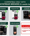 Reusable K Cups For Supreme Series With Multistream Technology shown with compatible Keurig brewers