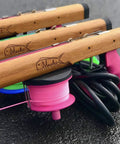 Stiff UHMWPE Spearfishing Reel Line 1.9mm 680Lbs 175Ft Double Jacketed Shooting Line mounted on wooden spearguns