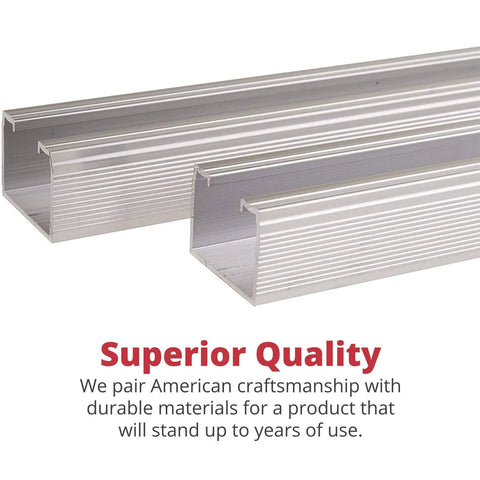 Close-up of Heavy Duty Bypass Track And Hardware Set For Two Door Sliding System 96 Inch Aluminum Top Hung Track showcasing aluminum rails