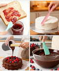 Go To Silicone Chocolate Melting Cup Set With 4 Measuring Cups 250ml And 350ml And 4 Heat Resistant Jar Spatulas in use for baking.