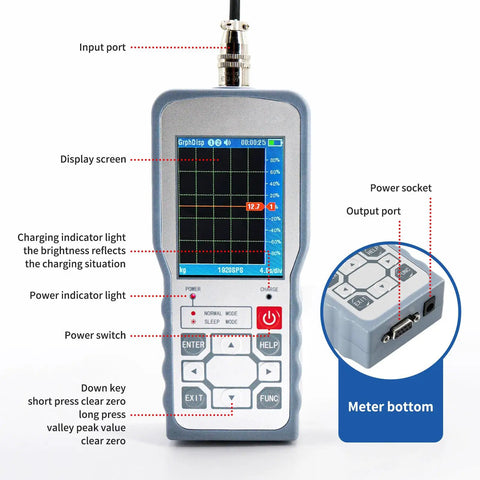 Digital Force Gauge With S Type Load Cell 0 To 2 Tons Capacity High Precision Force Measurement Real Time Display For Mechanical Testing Tensile And Compression Applications And Quick Data Readouts, front view