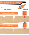 Adjustable stop ring for Dope Five Piece Adjustable Depth Countersink Drill Bit Set showing depth control on wood.