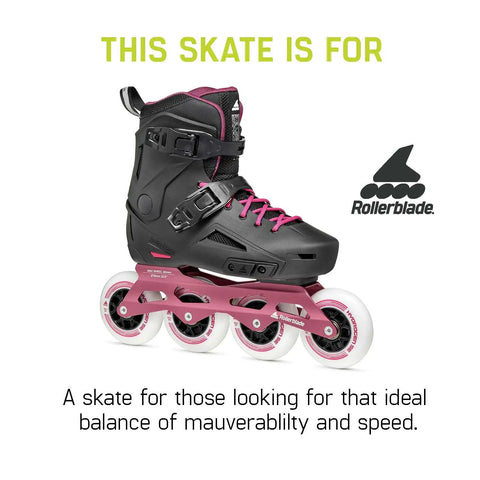 Lightning 90 Womens Urban Inline Skates For All Day Comfort And Versatility In Black And Sangria, featuring 90mm wheels and memory buckle closure.