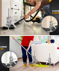 Pair Of Heavy Duty Sheetrock Drywall Lift And Furniture Board Lifting Helper Platform With Two Drop Modes And Adjustable Height Stand for cleaning under cabinets and sofas.