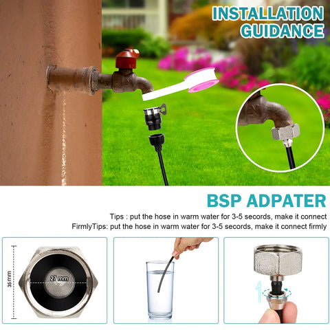 Misting Cooling System For Patio And Garden 82Ft Water Mist Hose With 30 Brass Nozzles And Three Quarter Inch Brass Adapter installation guide