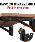 Built Tough Heavy Duty 10 Inch Folding Shelf Brackets 2 Pack Detachable Wall Mount Braces For RV Garage Kitchen No Sweat Setup showing easy disassembly feature and sturdy construction.