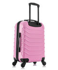 Durable pink carry-on luggage with spinner wheels and handle from InUSA, 20-inch hardside suitcase for easy travel and maneuverability.