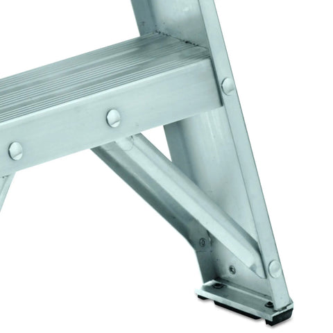 2-Foot Aluminum Step Stool For Industrial Use - Heavy-Duty 300-Pound Capacity, Rugged Gusset Bracing, Type IA AS3002, Lightweight 2-Step Ladder For Easy Low-Reach Tasks, side brace detail