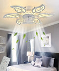 24.5 Inch Dope Modern Ceiling Fan With Lights Remote Control 6 Speed 3 Color Dimmable Silent Fandelier in modern bedroom decor