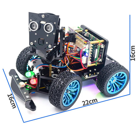 Hands-On Mars Rover PiCar-B Smart Car Kit For Raspberry Pi Series 5, 4B, 3B, 3B Plus Kid-Friendly With Obstacle Avoidance, Line Tracking, Light Tracing, Camera, Voice Commands, Python Coding, And A 309-Page PDF Tutorial, 22cm robot car