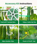 U Shape Cucumber Trellis For Raised Beds Garden Arch Metal Plant Support accessory kit with wire, zip ties, clips, and net