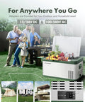 12 Volt Portable Refrigerator 21 Quart Car Fridge Cooler With Rapid Dual Climate Control at a picnic with food and family.