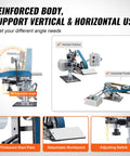 Heavy Duty Belt Grinder Sander With Smooth Operator Variable Speed VFD And 550 Watt Motor in vertical and horizontal positions.