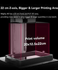 Sonic Mighty 4K Resin 3D Printer With Monochrome 9.3 Inch LCD, shows larger printing area and Z-axis for miniatures, build volume 20x12.5x22cm