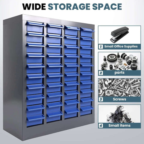 40 Drawer Parts Storage Cabinet For Garage And Workshop, Beefy Alloy Steel Frame With ABS Drawers, Nut And Bolt Organizer