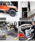 Portable Folding Scaffolding System With Multipurpose Work Platform Scaffold Tower Ladder Stool And Work Bench Galvanized Steel in use