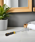 7 In 1 Faucet Wrench Multi Tool Set With Interchangeable Heads, Carbon Steel Plumbing Repair Tool on bathroom countertop