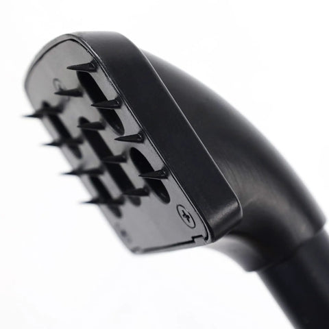 Close-up of angled teeth on 18 Inch Economy Carpet Stretcher Knee Kicker With Protective Buffer Pad and durable black finish.