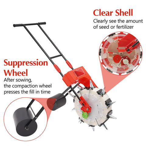 10 Beak Manual Seed Seeder For Peanut Corn And Beans, Precision Handheld Planter with clear shell and suppression wheel features