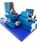WYDDDARY Mini Metal Lathe Machine 3000RPM High-Speed Spindle With Three Jaw Chuck displayed on a blue base for woodworking and crafting.