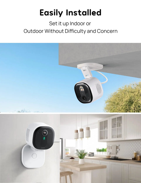 Outdoor Security Camera With 2K 4MP HD Video, Wired Indoor Outdoor Surveillance For Home, mounted on outdoor and indoor walls