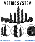 Heavy Duty Black Phillips Pan Head Micro Screw Assortment Set For Wood Plastic And Soft Metal Diy showing various screw sizes and features.