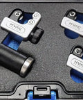 Beefy Heavy Duty Universal Tube Cutter Set With Adjustable Knobs And Deburring Tool in a protective case