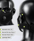 Front and side view of M Plus Dust Mask With Six Activated Carbon Filters For Woodworking Construction Mowing And Grinding