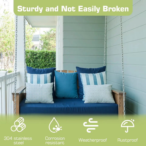 7.75 Foot Heavy Duty Porch Swing Chain Kit With 304 Stainless Steel Construction And Zinc Plated Hanging Set on porch