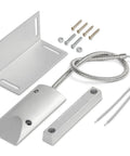Heavy Duty Garage Door Magnetic Contact Sensor With Wired Normally Closed NC Switch, Adjustable L Bracket, Zinc Alloy Housing