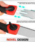 Multi Blade Hand Saw Set With Quick Change Clamp For Wood Metal Plastic Plywood Hacksaw And Handsaw Tools Includes Replacement Blades And Long Blade Easy Install Knob Buckle Durable Handle Pro Grade For Home DIY Projects And Workshop Use showing quick change clamp and knob buckle design.