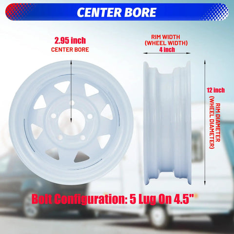 2 Pack 4.80-12 Trailer Tires On 12 Inch Rims With 5 Lug On 4.5 Inch Bolt Pattern 2.95 Inch Center Bore tire rim measurement guide