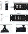 Two Pack Thickened Zinc Alloy Combination Barrel Bolt With Password Setting, 4-Wheel Digital Code, 4.8 Inch Black latch