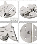 Boat hatchway turn button latch, marine-grade 316 stainless steel, circular base
Boat hatchway turn button latch, marine-grade 316 stainless steel, side profile
Close-up of boat hatch latch, polished 316 stainless steel, turn button lever
Installed boat hatch latch, round base with mounting screws, stainless steel