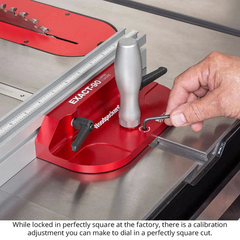 Dead On Ninety Degree Miter Gauge Kit For Knockout Square Cuts Every Time With Patent Pending Nylon Leaf Springs And Heavy Duty Table Saw Gear for calibration adjustment.