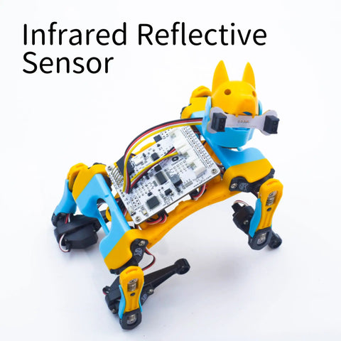 Robot with All In One Sensor Pack For Robotics IoT And AI With Light Touch Gesture Proximity Motion Infrared Sensors, yellow-blue color
