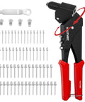 All In One 360 Degree Swivel Head Pop Rivet Gun Kit With 120 Blind Rivets Heavy Duty Hand Rivet Tool for tight automotive work