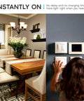 Child turning on lights in dining room using dimmable switch, showcasing Lit Brightness For Every Room Using This 11W A19 LED Bulb.