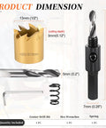 13mm Hole Saw Set For Thin Metal Plastic And PVC Boards High Speed Steel Cutter 4241 components and dimensions