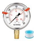 Liquid Filled Pressure Gauge 0 To 300 Psi, Two And A Half Inch Dial, One Quarter Inch NPT Lower Mount, Stainless Steel Case