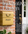 Rust Resistant Metallic Gold Wall Mount Mailbox Built Tough For Outdoors With Powder Coat Finish on brick wall near door