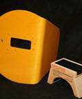 Pancake Style Welding Hood Helmet with Strap for Right Handed Welders, handcrafted wood face shield, balsa box, phenolic faceplate