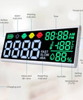 13 Inch Large LCD Decibel Meter With Alarm, 30 To 130dB Range, Wall Hanging Sound Level Gauge For Studio Classroom Home, Temperature and humidity display shown with side buttons