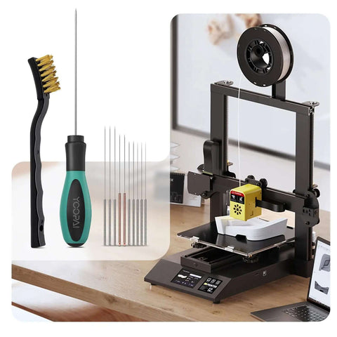 Pro Grade 3D Printer Nozzle Cleaning Kit With Soft Rubber Handle, 0.4mm Cleaning Needles And Copper Wire Brush, Great For 1.75mm Nozzles
