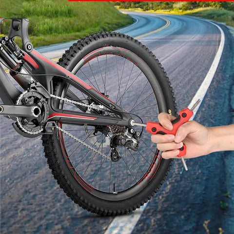 Pro Level Bike Repair Kit With Super Cool 3 Way Hex Key Wrench For Quick Tune Ups Featuring Rust Proof Stainless Steel Y Shaped Allen Socket Set Including 4mm 5mm 6mm Metric Heads For All Major Cycling Adjustments, used on rear wheel