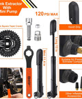On The Go Bike Repair Kit With Mini Pump And Glueless Patches For Road Mountain And Travel 16 In 1 Multitool Portable Set components