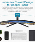 27 Inch Curved Monitor With 1080p FHD Display, 100Hz Refresh Rate, 4ms Response, 1800R Curvature on a desk setup