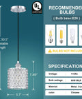 Three Pack Polyhedral Crystal Pendant Lights With Nickel Finish For A Sleek Modern Vibe Crystal Shade Complete Specifications